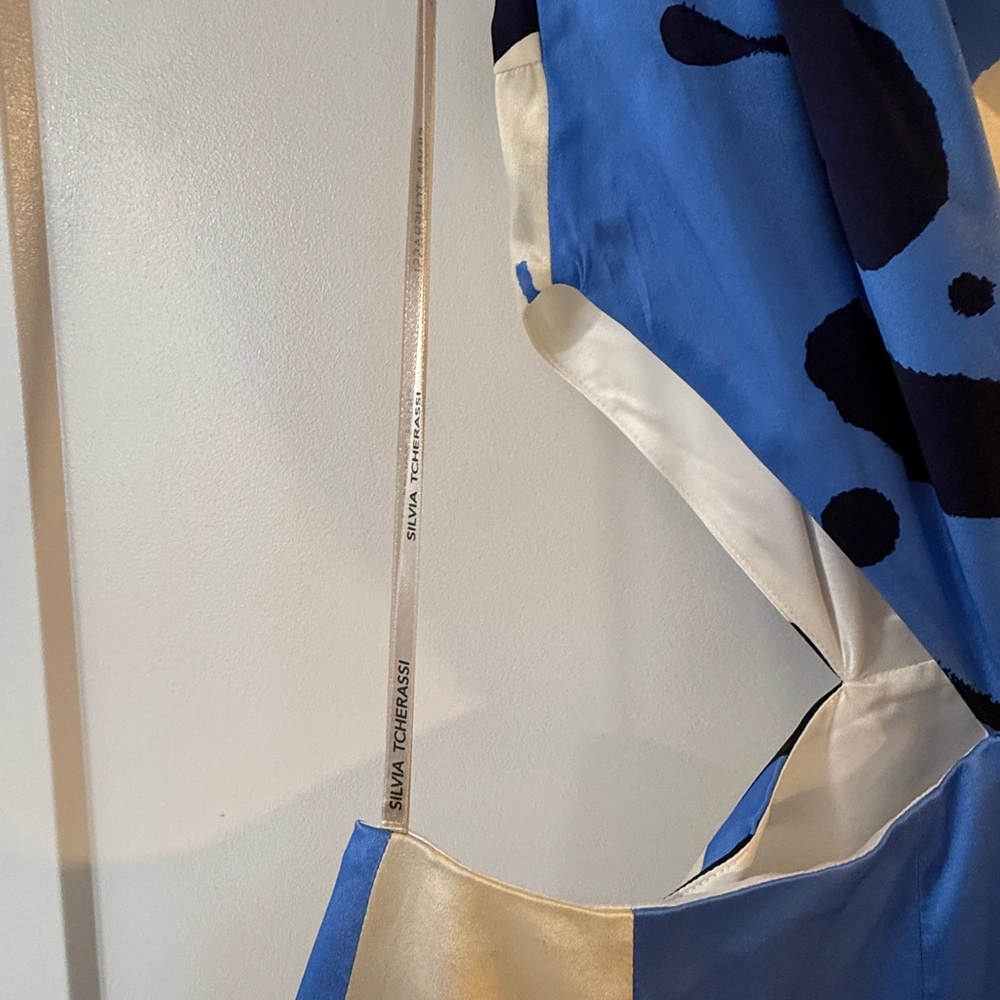 Silvia Tcherassi Blue and White One-Shoulder Dress - Picture 6 of 11
